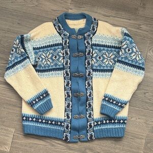 Evebofoss |Norwegian Fair Isle Knit Sweater Cardigan Wool Sz46 Sandane Of Norway